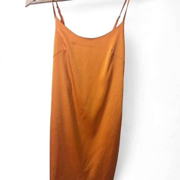 Orange satin slip dress - Picture 1 of 4